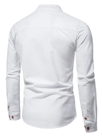 Spring and Autumn Outdoor Activities Fashion Stand collar Long sleeved Pure Cotton Shirt, Casual Fashion Design