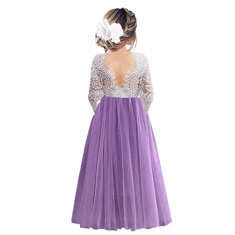 Princess Party Lace Flower Girl Dress Baby Kids Summer Wedding Birthday Dresses Children Clothing 2 4  6 8 10 12 14