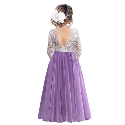 Princess Party Lace Flower Girl Dress Baby Kids Summer Wedding Birthday Dresses Children Clothing 2 4  6 8 10 12 14