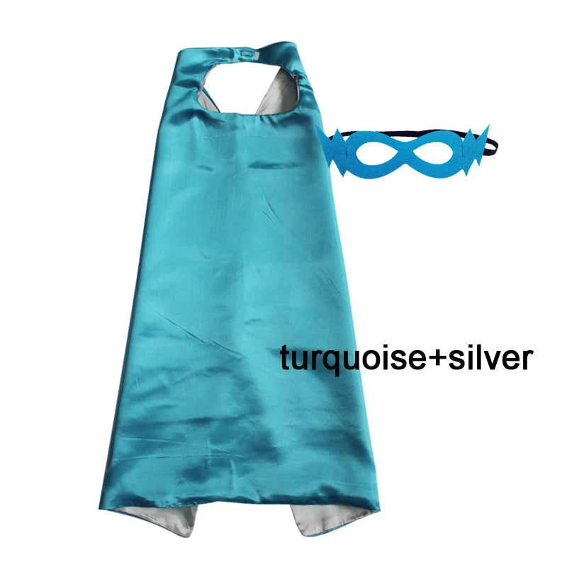 Superhero Capes with Mask REVERSIBLE Two Colored Child Cape Birthday Party Favor Satin Solid Capes Boys Girls Satin Capes