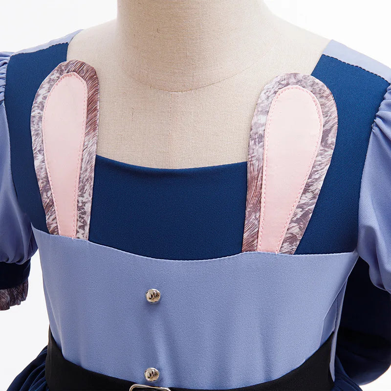 Girls Judy Bunny Police Officer Dress Disney Zootopia 2 Bunny Costume for Kids Cosplay Dress With Accessories Fancy Outfits