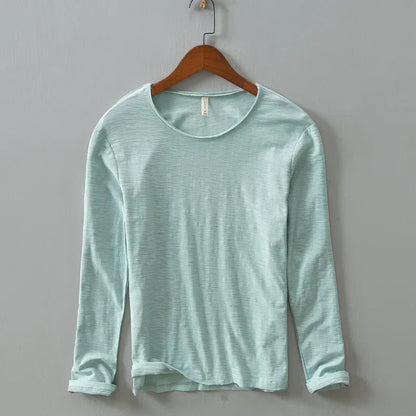 New  Autumn Solid Color Long-sleeved T-shirt Men's Casual Bottoming T-shirt Male Cotton Crew Neck T-Shirt