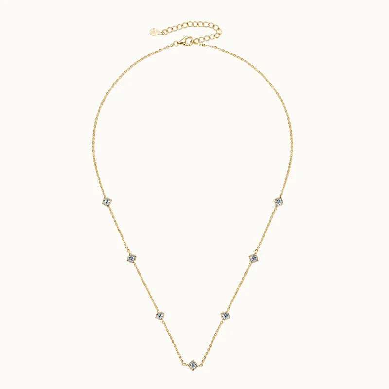 Collar Plata 925 Sterling Silver Choker Necklace For Women Round Cut 3mm Moissanite Necklaces Clavicle Chain Jewellry Gift