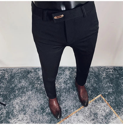 2025 Spring and Summer New Men's Casual Business Dress Pants Fashion Social Solid Wedding Party Suit Pants Slim Fit Suit Pants