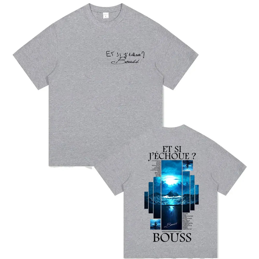 Rapper BOUSS ET SI J'ECHOUE ?  Tour 2025 Graphic T Shirt Men's Retro Hip Hop Short Sleeve T-shirts Pure Cotton Tshirt Streetwear