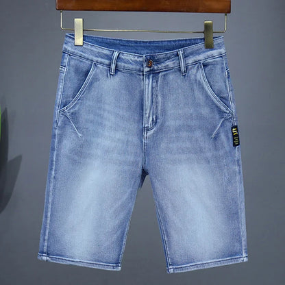 Men's Straight Casual Denim Shorts Simple Solid Color Slim Jeans Comfortable Breathable Bermuda Short Pants Summer