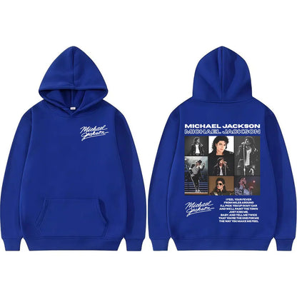 King of Pop Michael Jackson Tour Retro Hoodies Men's Clothing Harajuku Hip Hop Style Sweatshirts Casual Cozy Oversized Pullovers