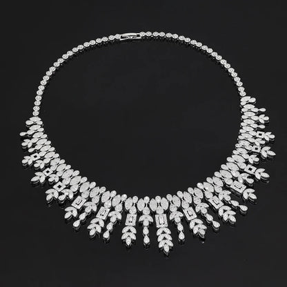 Bridal Zirconia Full Jewelry Set for Ladies Party Luxury Dubai Nigeria CZ Crystal Wedding Necklace Set
