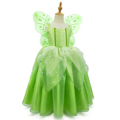 Girls Tinkerbell Fairy Dresses LED Light Up for Girls Costume Kids Cosplay Flower Fairy Princess Clothes Christmas Party Outfit