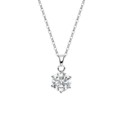 0.5-10CT Real Moissanite Pendant Necklace For Women D Color Round Diamond Necklace 925 Sterling Silver Classic Bride Jewelry