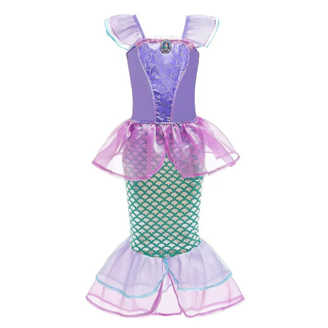 2026 Kids Princess Costume Girls Elsa Anna Dress Carnival Cosplay Snow White Aurora Moana Rapunzel Mermaid Belle Party Outfits