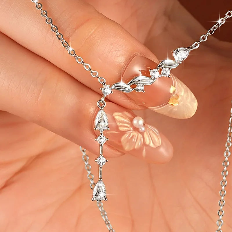 Marquise/Round/Rectangular Cut Moissanite Pendant Necklace For Women Three Stone Irregular Moissanite Diamond Necklace