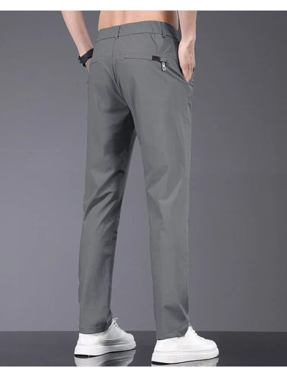 Summer New Men's Ice Silk Pants Korean Y2K All Match Elastic Sweatpants Office Business Casual Fashion Straight Suit Trousers