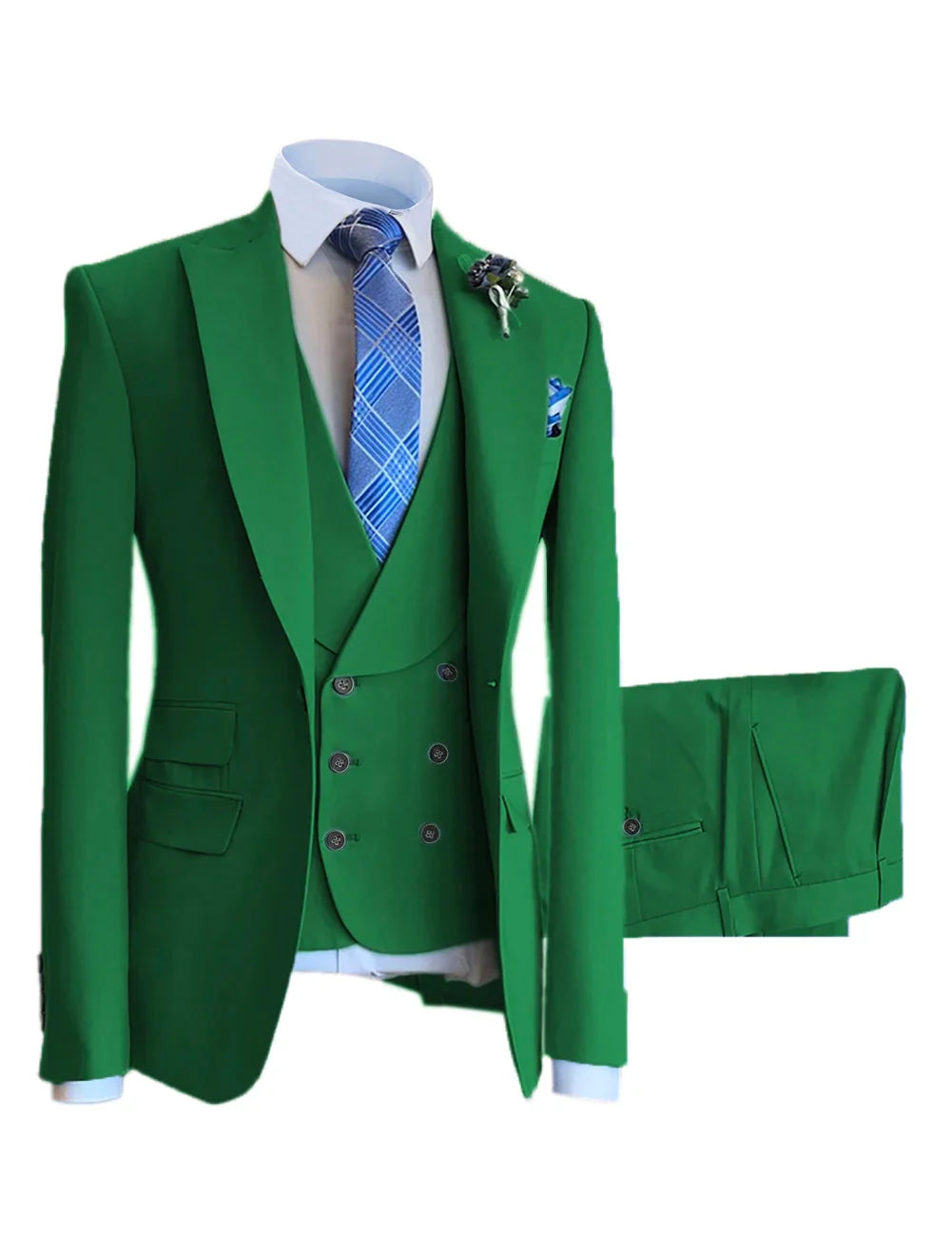 Men Suits Slim Fit Shawl Lapel Wool Tweed Prom Grey Formal Tuxedos Wedding Groomsmen Brown 3 Pieces (Blazer+Vest+Pants)
