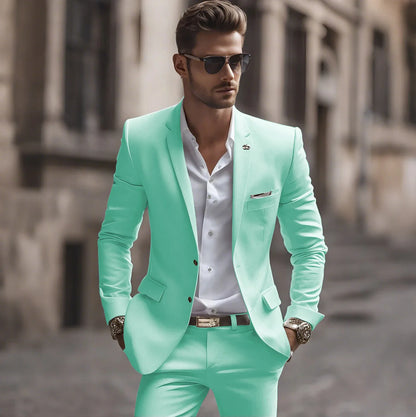 Summer White Men Suits Two Piece Fashion Notch Lapel Single Breasted Suit Slim Fit Elegant Smart Casual Groom Wedding Tuxedo