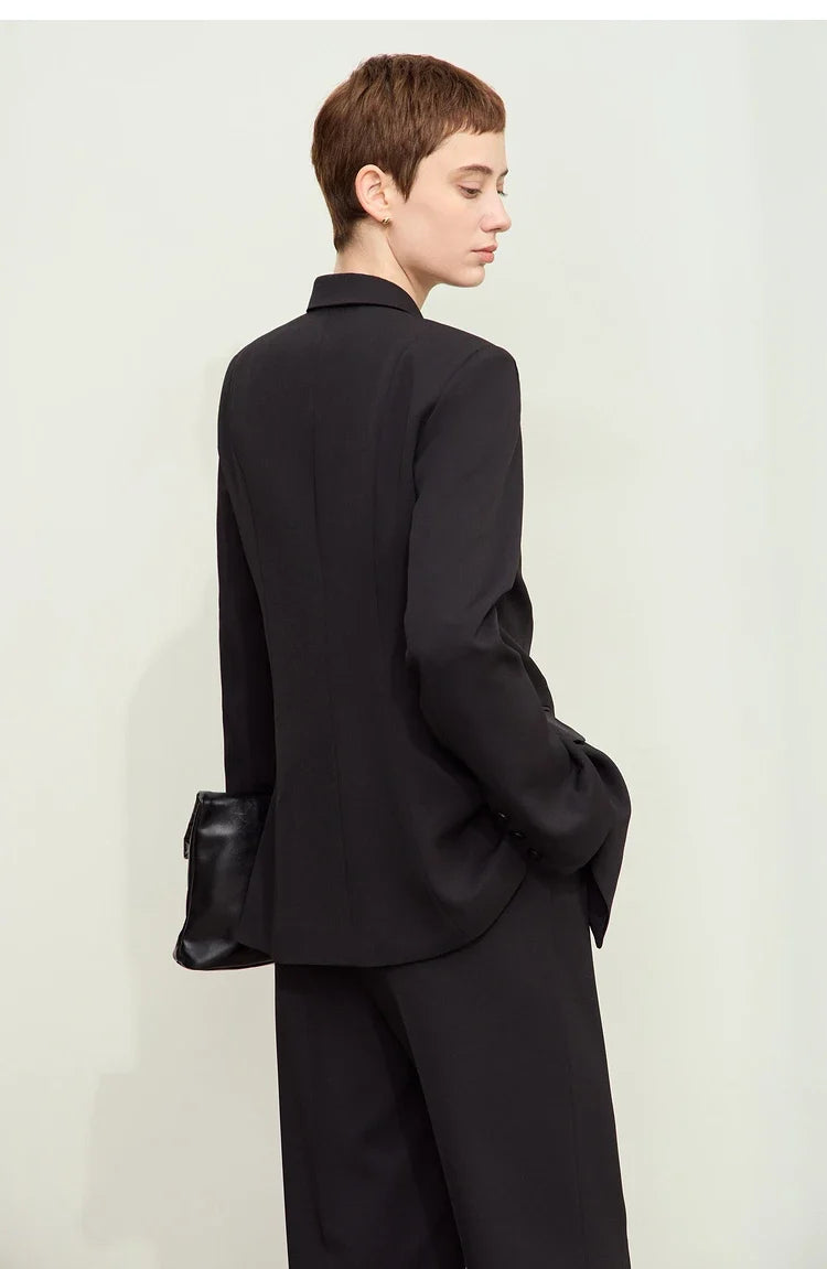 Minimalism 2024 Autumn New Blazers Women Notched Basic Quality Fashion Long Professional Jacket Women's Clothing 12443051