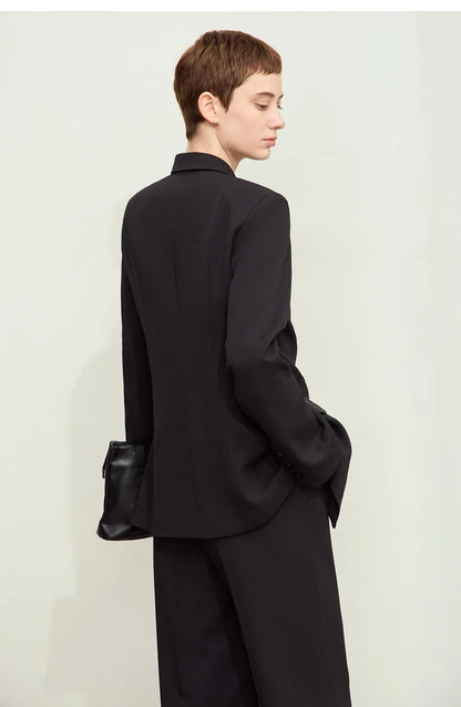 Minimalism 2024 Autumn New Blazers Women Notched Basic Quality Fashion Long Professional Jacket Women's Clothing 12443051
