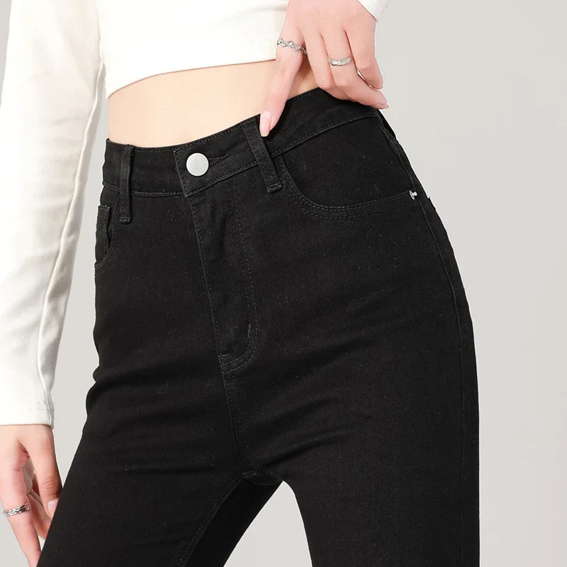 2024 Sexy Women Blue Slim Skinny Denim Jeans High Waist Elastic Mom Jeans Stretch Washed Pencil Pants Streetwear Tight Trousers