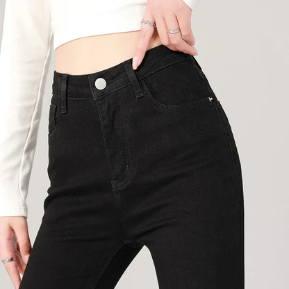 2024 Sexy Women Blue Slim Skinny Denim Jeans High Waist Elastic Mom Jeans Stretch Washed Pencil Pants Streetwear Tight Trousers