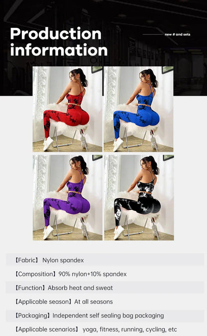 Tie Dye Yoga Women's Tracksuit Fitness Yoga Sets Sportswear Workout Bra+High Waist Leggings Gym Clothing Seamless Sports Suits