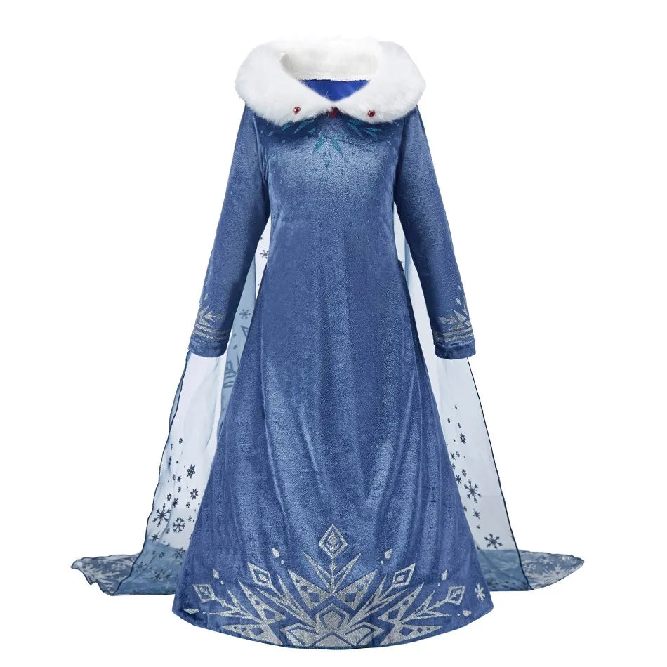 2026 Kid Elsa Anna Costume Girl Birthday Floral Dress Children Snow Queen Performance Fantasy Princess Evening Halloween Costume
