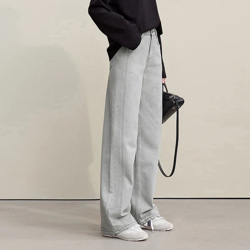 Women's Jeans 2026 Spring New Casual Solid Color Cotton Straight Women's Pants Versatile Long Denim Trousers 12621038