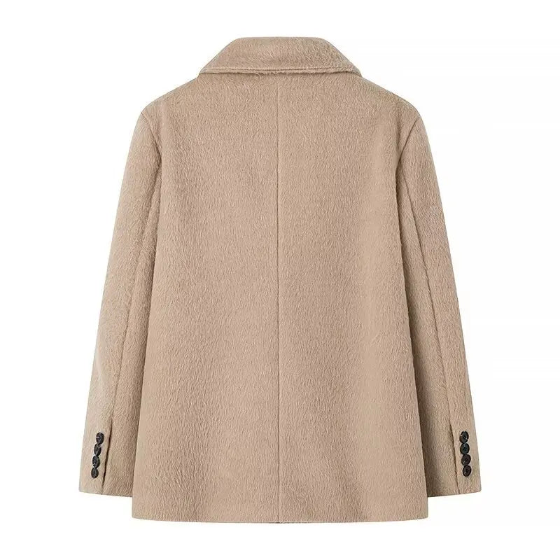 2026 Women Winter Blazer Coat Turn Down Collar Warm Coat Turn Down Collar Fashion Design Blazer Feminino Tops Clothes