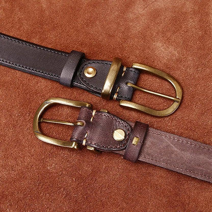 3.3CM Men High Quality Genuine Leather Belt Luxury Copper Buckle Belts Thickening Pure Cowskin Vintage Strap Male Jeans for Man