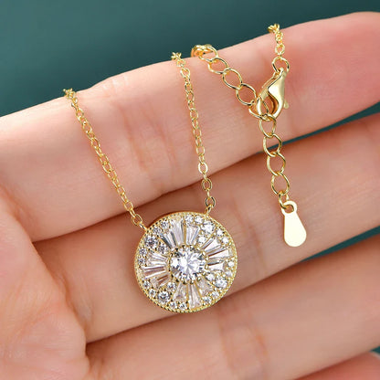 GRA Certified D VVS1 5mm Moissanite Round Charm Pendant Necklace Chain for Women 14K Gold Filled Fine Neck Jewelry Gift