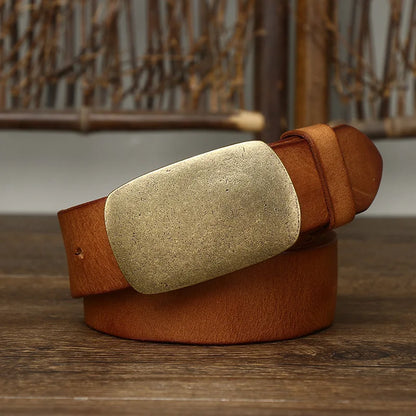 3.8CM Pure Cowhide High Quality Genuine Leather Belts for Men Strap Male Brass Buckle Fancy Vintage Jeans Cowboy Cintos Luxury