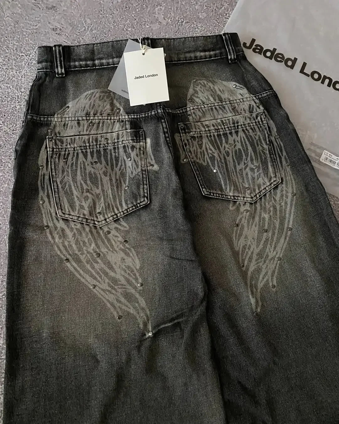 Cowboy shorts with rivet design and street wing pattern fashionable high waisted wide leg pants for Y2K knee length pants