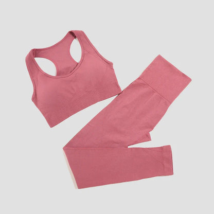 Seamless Gym Set Women Sport Suit Yoga Sets 2 Pcs Tracksuits Fitness Wear Sportswear Leggings Padded Sports Bras Workout Clothin