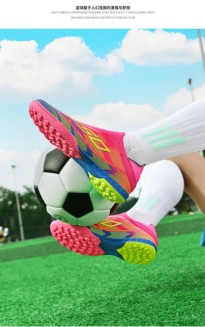 New Men Soccer Shoes Training TF/FG Outdoor Sport Football Boots Adult Long Spikes Non Slip Cleats Breathable Match Comfortable
