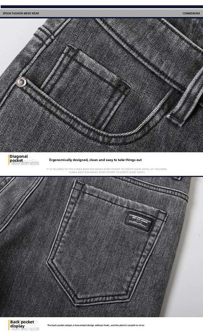 Winter Warm Jeans Men's Slim Straight Elastic Denim Pants Casual Male Clothing Fashion Plush Trousers New Hot Sale Fashion Jeans