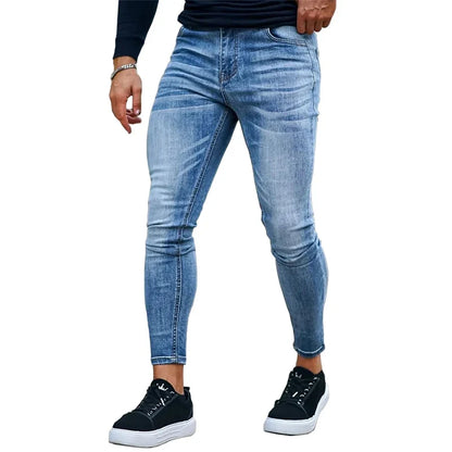 Mens Skinny Brushed Jeans Design Classic Denim Trousers Casual Daily For Office Parties Male Denim Pants Men