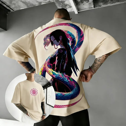 One Piece Boa Hancock Unisex Pure Cotton T-shirt 2026 Summer Anime Print American Loose Casual Parent-child Short Sleeved Top