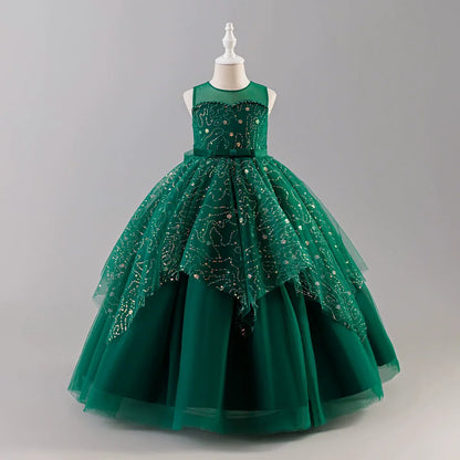 Fashion Children Princess Dress Lace Sleeveless Flower Girl Dresses for Weddings Summer Kids Girls Party Dress 3-15 Years