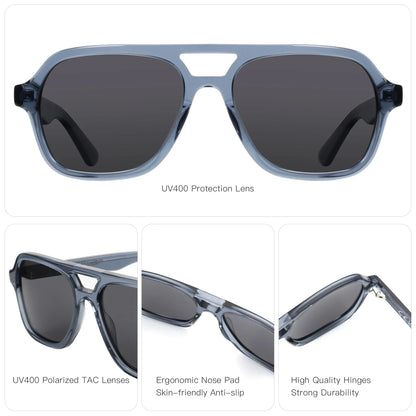 Acetate Pilot Polarized Prescription Sunglasses For Women Double Bridge UV400 Myopia Protection Grade Shade