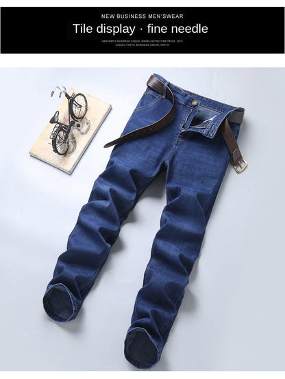 Brand 2026 New Men's Slim Elastic Jeans Fashion Business Classic Style  Denim Pants Trousers Male
