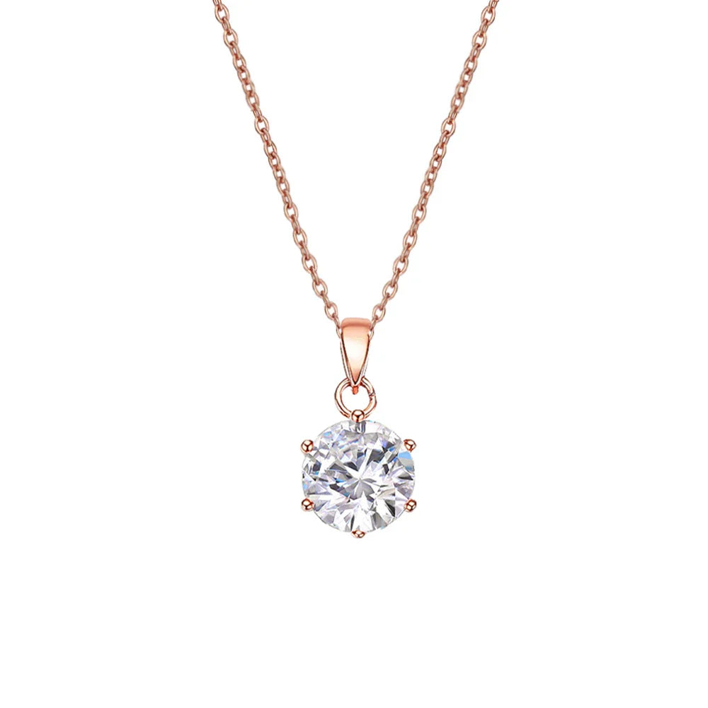 0.5-10CT Real Moissanite Pendant Necklace For Women D Color Round Diamond Necklace 925 Sterling Silver Classic Bride Jewelry