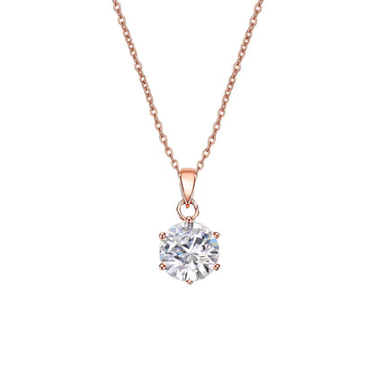 0.5-10CT Real Moissanite Pendant Necklace For Women D Color Round Diamond Necklace 925 Sterling Silver Classic Bride Jewelry