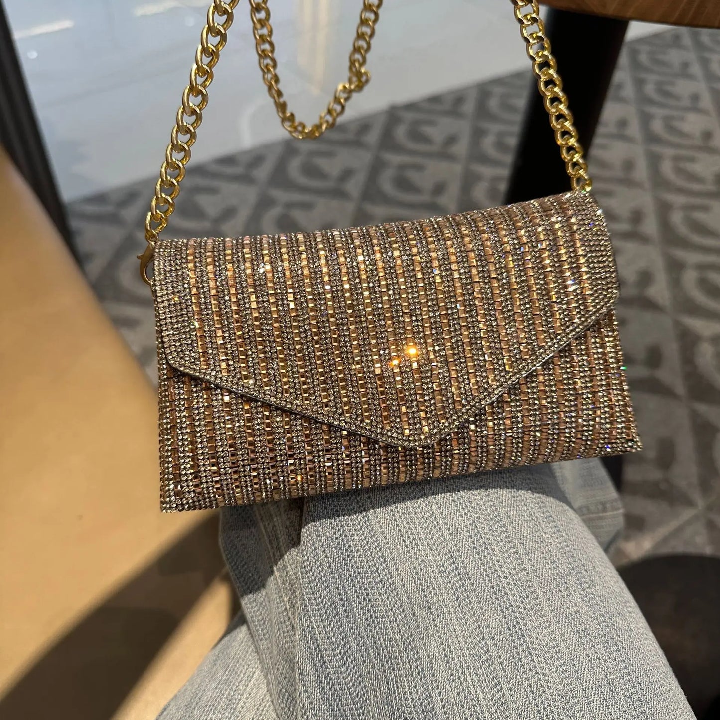 Rhinestones Bag for Women 2024 Mini Purses and Handbags Clutch Wallets Ladies PU Leather Chain Party Evening Shoulder Bag