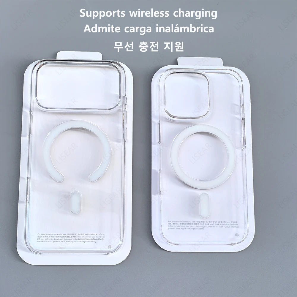 Original For Magsafe Clear Phone Case For iPhone 17 Air 16 15 14 13 12 Pro Max Mini Wireless Charging With Touch Camera Button