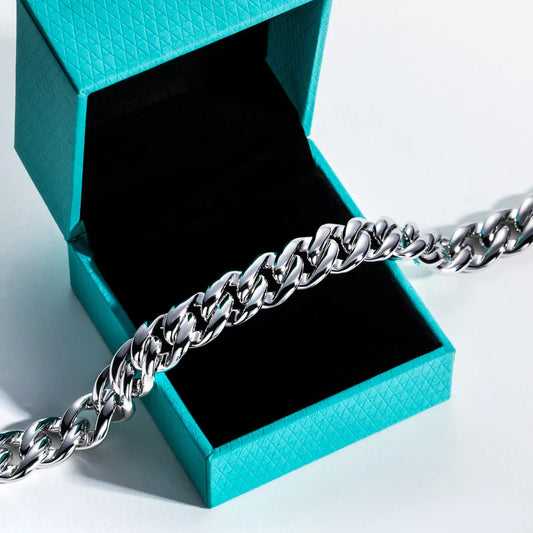 Bracelet cubain moissanite Hip Hop en argent sterling 925 1,2 mm/1,5 mm/2 mm, bijou imposant en métal lourd pour hommes et femmes