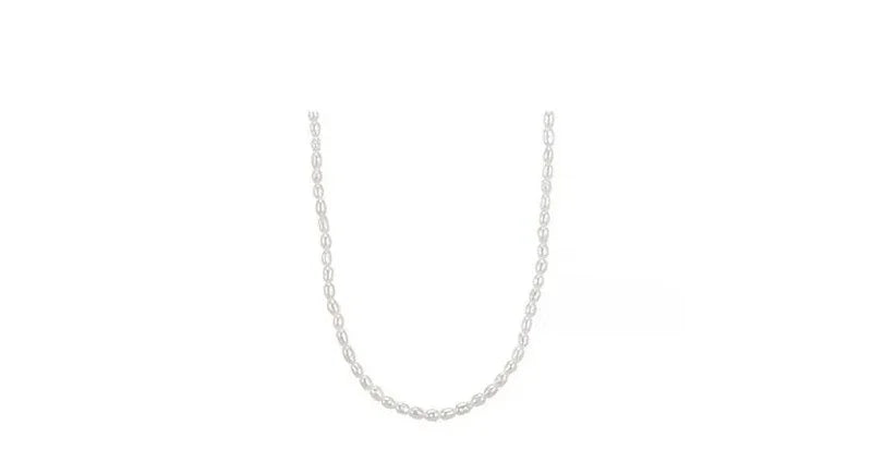 2.5-3.5mm Rice Shape Freshwater Pearl Necklaces 40cm Length 925 Sterling Silver Collar Necklaces for Women Jewelry Gift