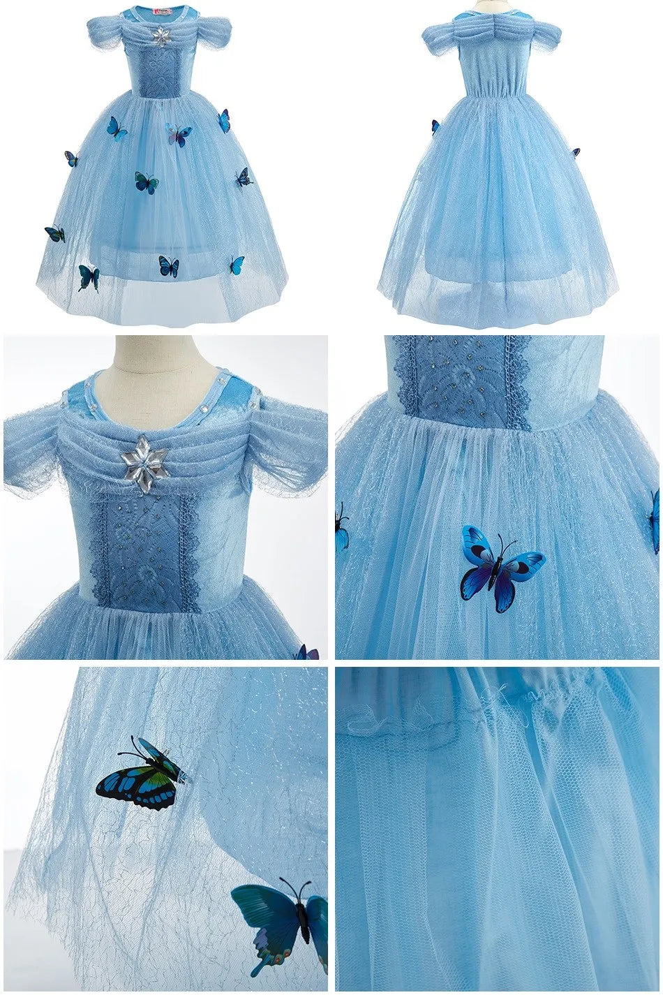 Kids Cinderella Costume Princess Dress for Girls Children Rapunzel Snow White Belle Jasmine Elsa Aurora Cosplay Carnival Dresses