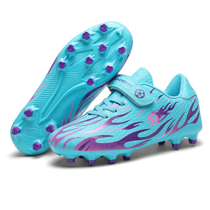 Children’s Soccer Shoes Grass Non-Slip Football Ankle Support Boots Outdoor Cleats Shoes Boys TF/FG Turf Futsal Training Shoes