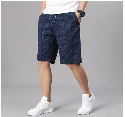 Mens 100% Cotton Shorts Elastic Waist Casual Shorts Printed Beach Shorts Relaxed Fit Running Shorts Cotton Sweat Shorts
