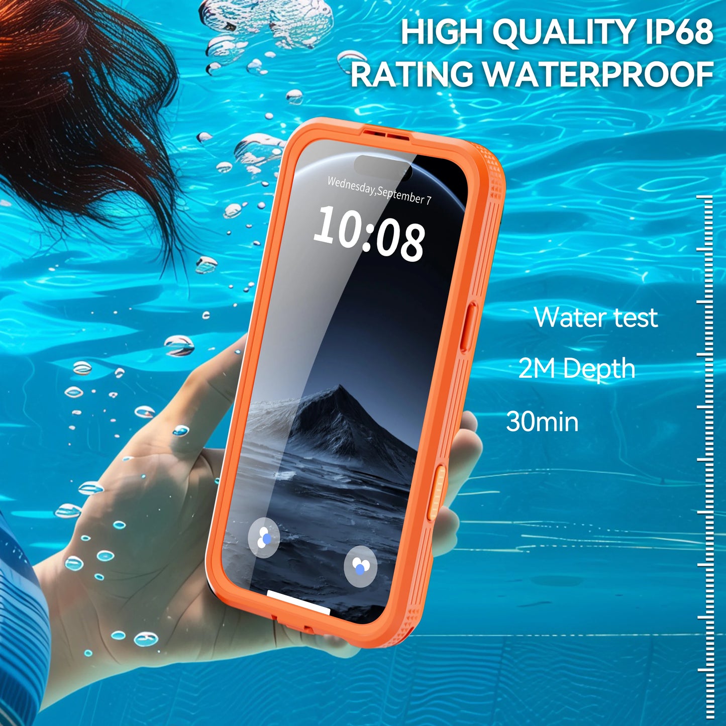 جراب هاتف مقاوم للماء بمعيار IP68 لهاتف ايفون 17 برو ماكس 16 17 اير، غطاء واقٍ كامل مصفح مقاوم للصدمات للغطس والسباحة في الأماكن الخارجية