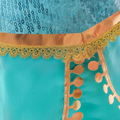 Jasmine Princess Dress for Girls Cosplay Aladdin Magic Lamp Costume Kids Halloween Birthday Carnival Party Vestidos